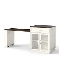 Streamdale Furniture Extendable Kitchen Island with Storage and Power Outlet