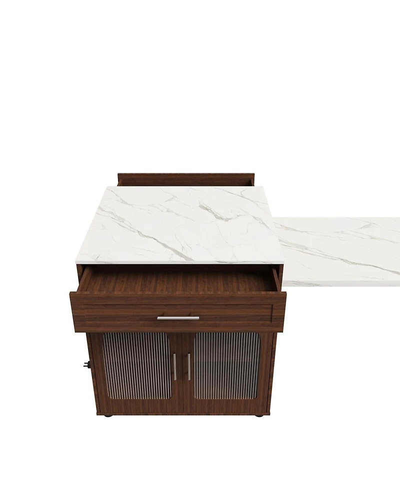 Streamdale Furniture Expandable Kitchen Island Dining Table and Power Outlet
