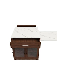 Streamdale Furniture Expandable Kitchen Island Dining Table and Power Outlet
