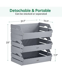 Yigii Stackable Wooden Potato Onion Storage Bins Produce Basket with Handles Kitchen Pantry Counter Organization