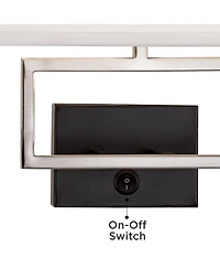 Possini Euro Design Trixie Modern Wall Lamps Set of 2 Smart Sockets Brushed Nickel Plug-In 12" Fixture Rectangular Shades for Bedroom