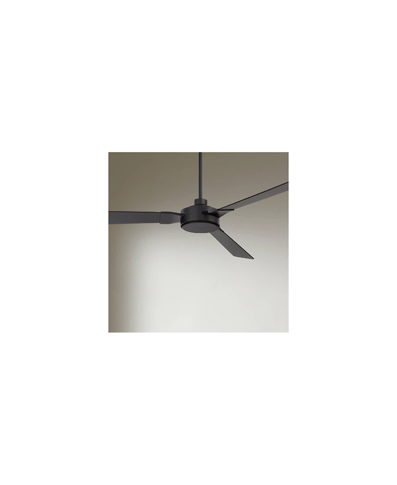 Casa Vieja 60" Invictus Indoor Outdoor Ceiling Fan 3 Blade Remote Control Matte Black Finish Dark Walnut Wood Finish Blades Damp Rated