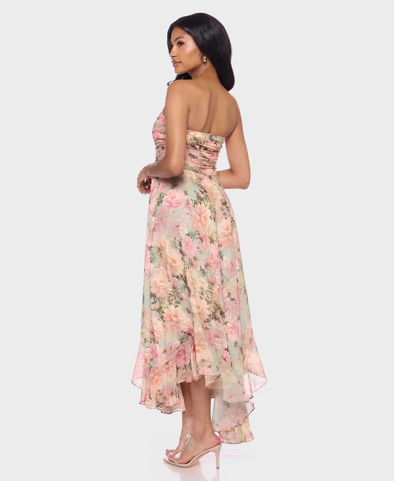 Alex & Sophia Juniors' Strapless Printed Dress