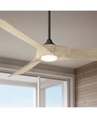 Casa Vieja 54" Kona Wind Matte Black and White Oak Led Ceiling Fan