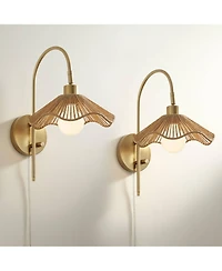 Possini Euro Design Possini Euro Primrose 17 1/4" H Brass Plug-In Wall Lamp Set of 2