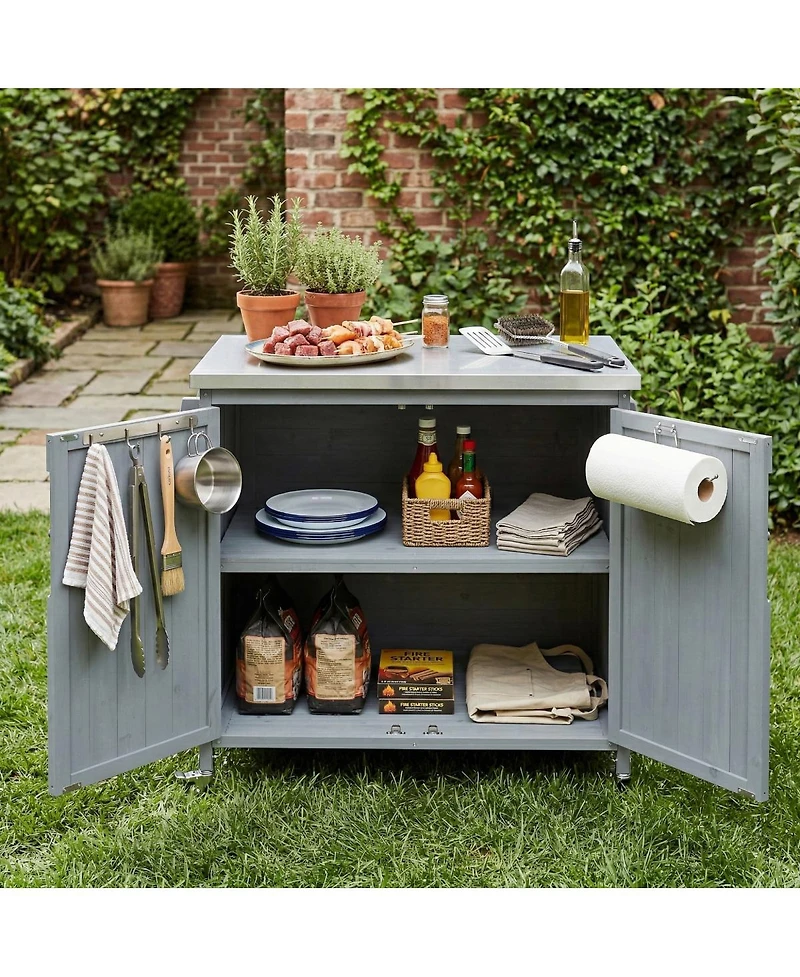 Streamdale Furniture Outdoor Kitchen Island Side Shelf, Storage, Ss Top, Wheels