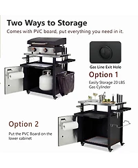 Streamdale Furniture Outdoor Grill Cart Storage, Stainless Top, Wheels