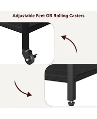 gaomon Printer Stand with Usb Power Ports, 3-Tier Rolling Cart, Adjustable Shelf, Heavy Duty Multifunction Table for Office or Kitchen