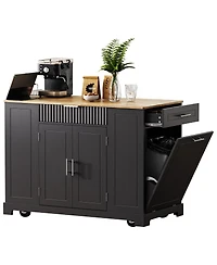 Streamdale Furniture Rolling Kitchen Island Trash, Power