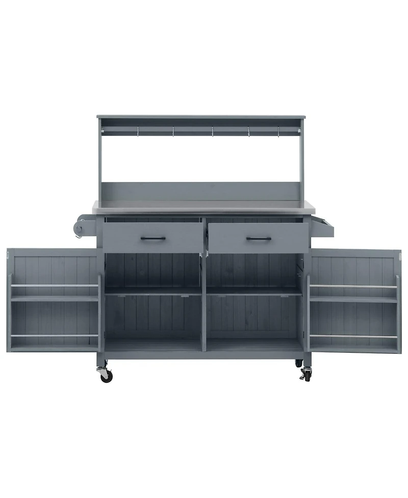 Streamdale Furniture Outdoor Kitchen Island with Stainless Steel Top and Storage