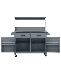 Streamdale Furniture Outdoor Kitchen Island with Stainless Steel Top and Storage