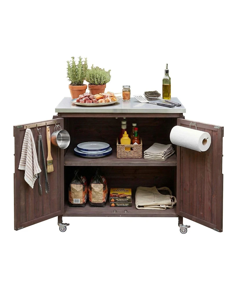 Streamdale Furniture Outdoor Kitchen Island Side Shelf, Storage, Ss Top