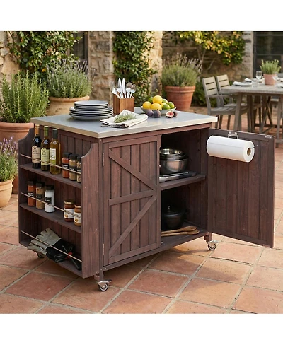 Streamdale Furniture Outdoor Kitchen Island Side Shelf, Storage, Ss Top