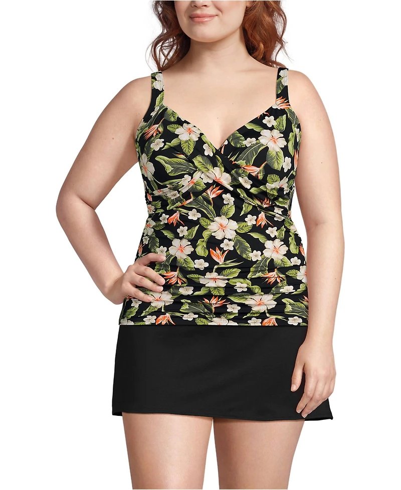 Lands' End Plus Size Ddd-Cup Sweetheart Wrap Underwire Tankini Top