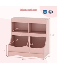 Gouun Toy Storage Organizer 4- Cubby Kids Bookcase for Toys and Books, 26.5" x 16" x 24.5"
