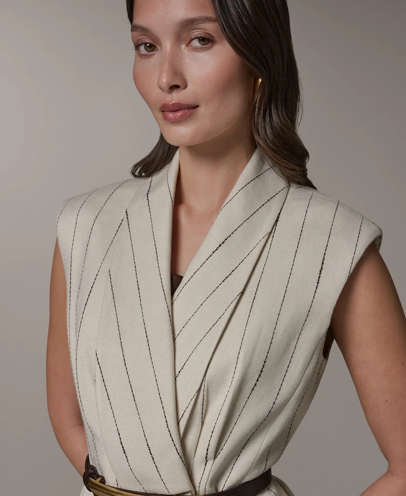 Donna Karan New York Petite Shawl Lapel Sleeveless Vest