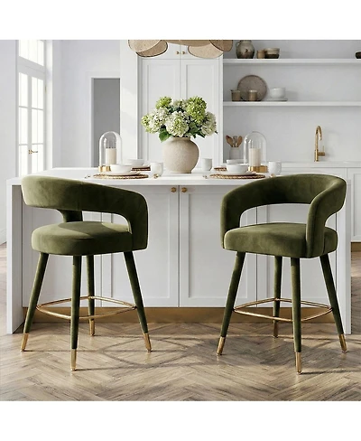 Maison Boucle Counter Height Stools with Arms for Kitchen Island, 2PK