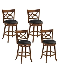 Gymax 31'' Bar Height Stools Set of 4 w/Rubber Wood Frame Upholstered Seat and Footrest