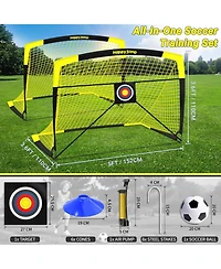 Happy Jump 7x5 Ft and 5x3.6 Ft Portable Soccer Goal for Youth Players Ages 6-14, Large-Frame Design Built for Long-Term Development, Easy Setup
