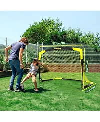 Happy Jump 7'x5' Soccer Goal Net with Agility Ladder 12 Rung 20 Ft Speed Training