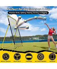 Happy Jump 7x4 Ft Portable Volleyball Rebounder Net, 5 Adjustable Angles Bounce Back Trainer, Heavy-Duty Steel Frame and 45-Ply Net