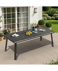 Pellebant 82.7in Outdoor Patio All-Weather Aluminum Dining Table with Umbrella Hole