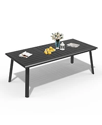 Pellebant 82.7in Outdoor Patio All-Weather Aluminum Dining Table with Umbrella Hole
