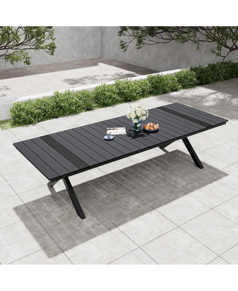 Pellebant 118'' All-Weather Aluminum X-shaped Outdoor Patio Dining Table