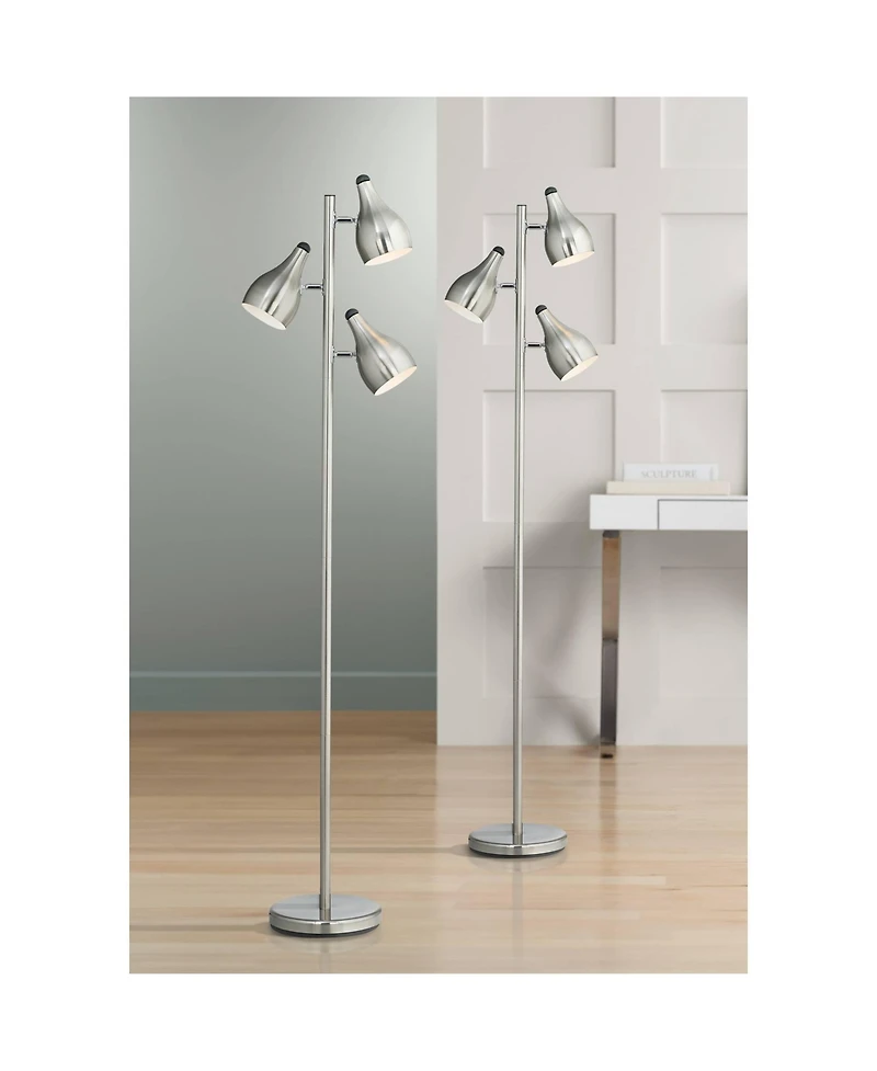 360 Lighting Trac 64" Tall Tree-Style 3-Light Standing Floor Lamps, Set of 2