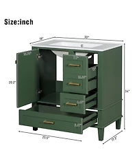 Casainc 30" Bathroom Vanity with Sink Combo, Bathroom Storage Cabinet with Soft-Close Door and 3 Drawers