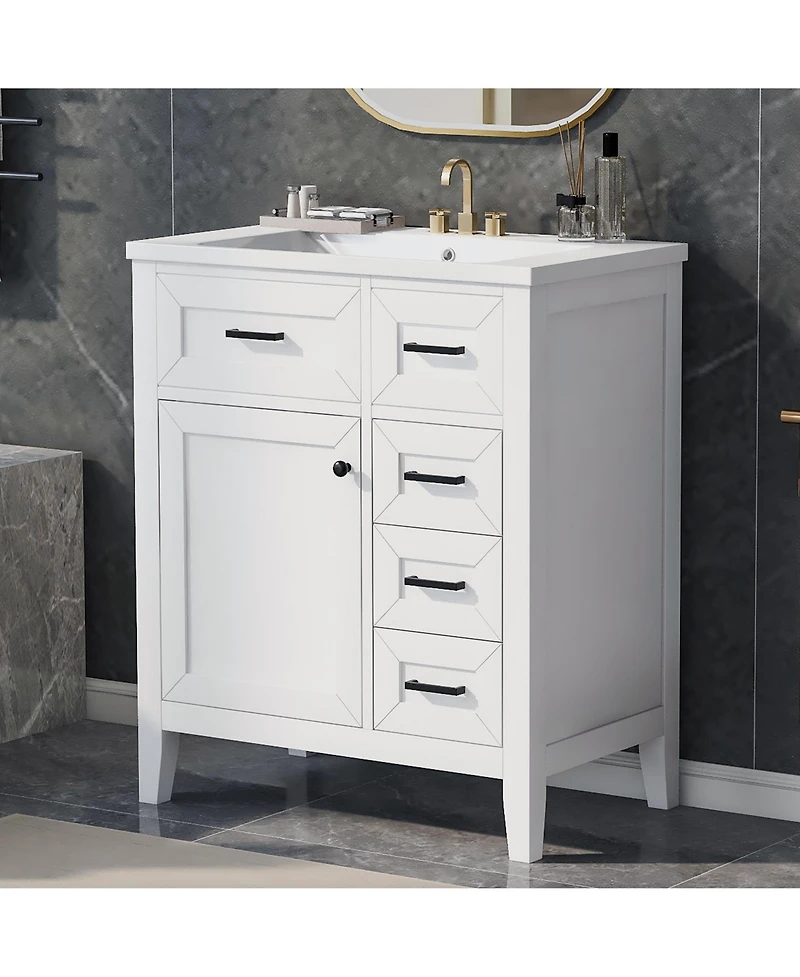 Casainc 30" Bathroom Vanity with Sink Combo, Bathroom Storage Cabinet with Drawers, Solid Frame and Mdf Board