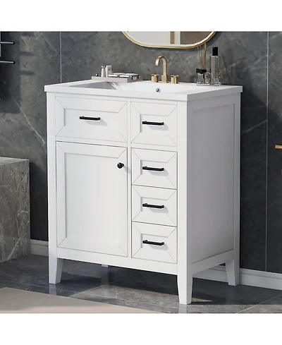 Casainc 30" Bathroom Vanity with Sink Combo, Bathroom Storage Cabinet with Drawers, Solid Frame and Mdf Board
