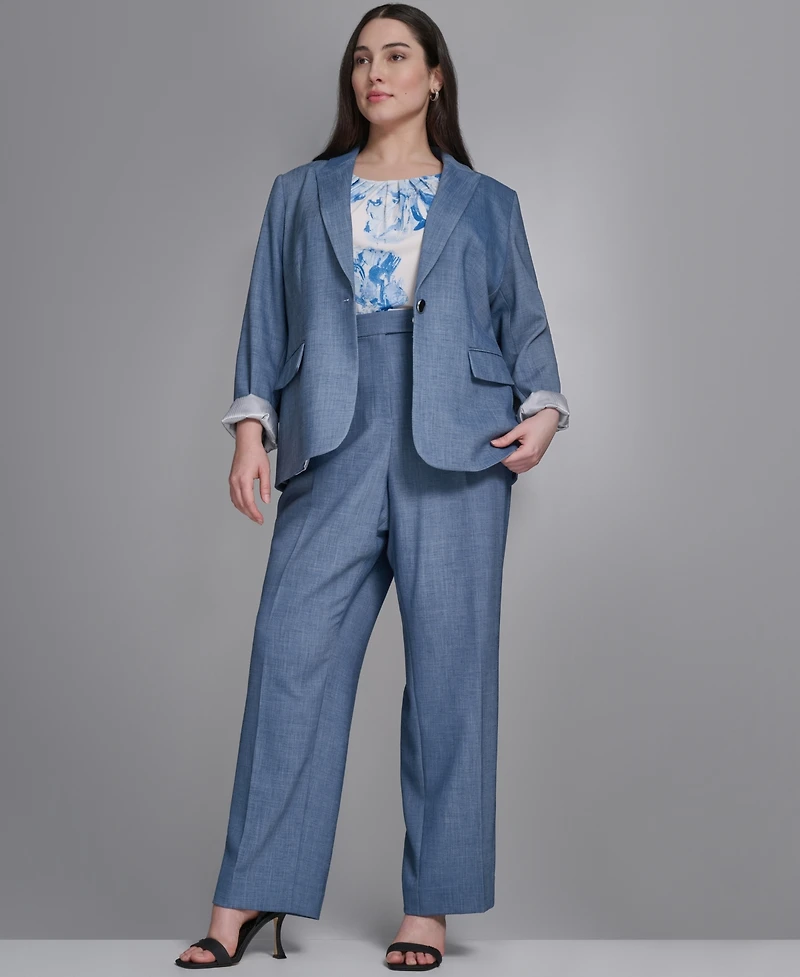Calvin Klein Plus Size One-Button Notch Collar Jacket