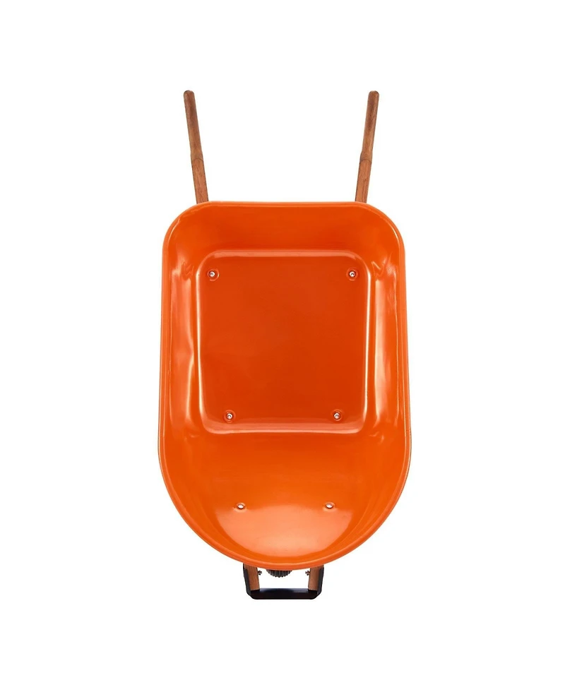 Sugift Wheelbarrow Cart, 6 Cu Ft, 330 lbs Capacity, Metal Handle, for Garden and Yard