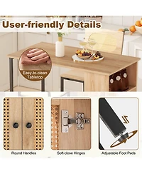 Gouun 3-Piece Bar Table and Chairs Set with Storage Shelves and Footrests