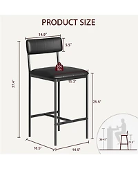 gaomon Set of 4 Steel-Leg Padded High-Back Dining Chairs and Bar Stools