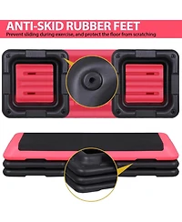 Zeny 43'' Exercise Aerobic Step Platform, Adjustable Fitness Stepper with 4 Stackable Risers, Aerobics Stepper Workout Stepper