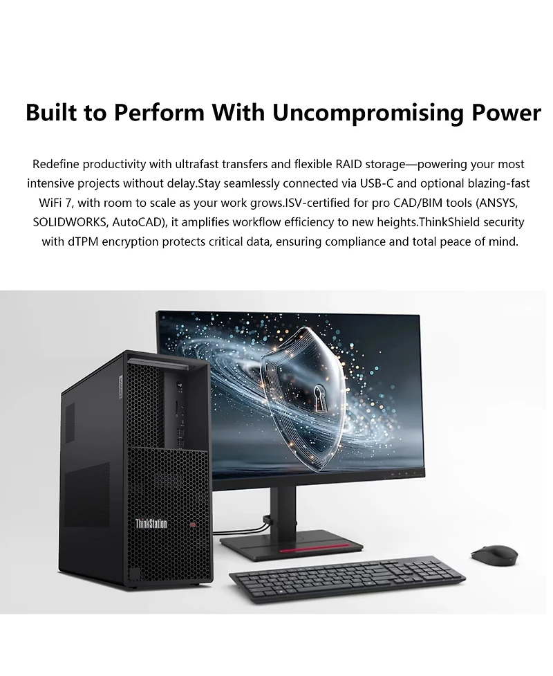 Lenovo ThinkStation P3 Workstation Desktop Intel Core Ultra 5 32GB Ram Intel Graphics 1TB Ssd Storage Windows 11 Pro