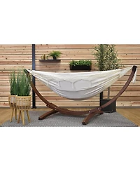 Vivere Double Cotton Hammock, Comfortable Daybed with Wood Frame, 8 Natural