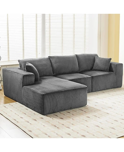 gaomon 108" Modular Sectional Sofa, Cloud Foam Sectional Couch with L-Shape Chaise/Throw Pillows/Plush Corduroy Fabric