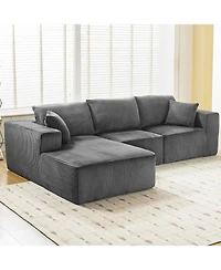 gaomon 108" Modular Sectional Sofa, Cloud Foam Sectional Couch with L-Shape Chaise/Throw Pillows/Plush Corduroy Fabric