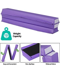 Zeny 9ft Folding Gymnastics Balance Beam for Kids, Floor Balance Beam Bar with Anti-Slip Base Extra Firm Foam Walking Beams