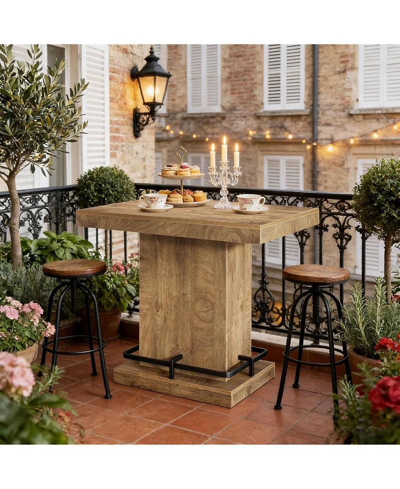 Tribesigns 47" Bar Table, Industrial Bistro Pub Table with Metal Footrest, Rectangular Counter Height Bar Table