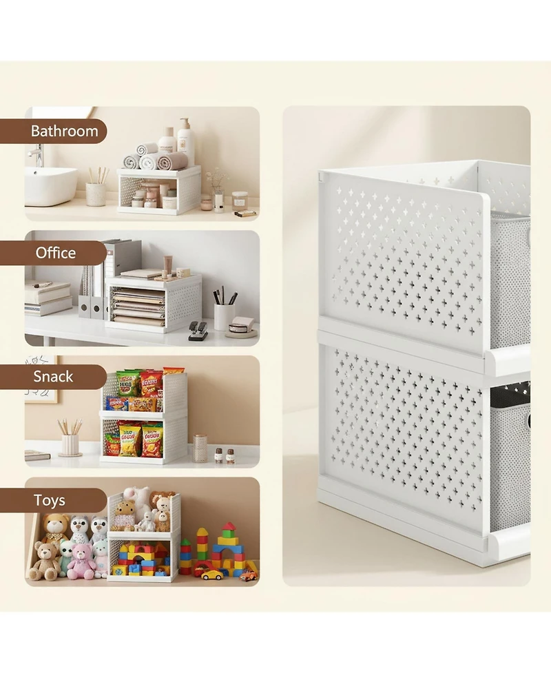 Yigii 3 Pack Stackable Closet Organizers Plastic Drawers Space Saving Bins for Wardrobe Pantry Kitchen Bathroom Office