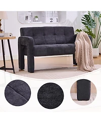 Rainsken 47" Chenille Loveseat Sofa, 2 Seater Mini Couch with Deep Seat and Dual Armrests, Upholstered Couch Perfect for Living Room, Apartment