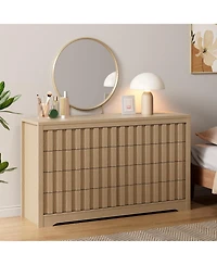 gaomon Fluted Dresser for Bedroom with 8 Drawers, 54" Wide Modern Chest of Drawers with Curved Profile