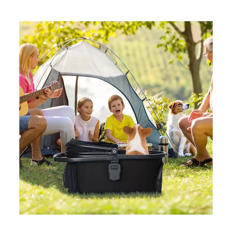 Kinder King 3-in-1 Folding Pet Stroller with Detachable Carrier for Small to Medium Dog and Cat up 50 lbs, Storage Basket, Blue