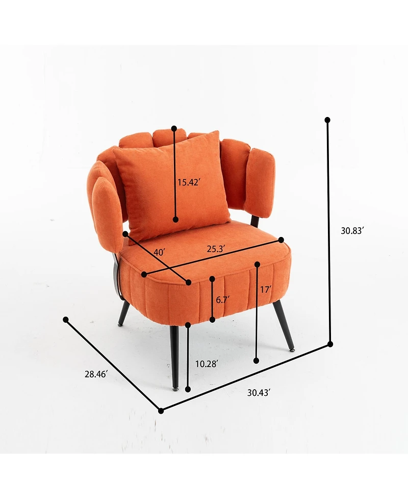 Rainsken Modern Accent Barrel Chair with Scalloped Backrest, Pocket Coil Seat and Soft Chenille Fabric, Ideal for Living Room and Reading Corner
