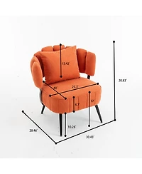 Rainsken Modern Accent Barrel Chair with Scalloped Backrest, Pocket Coil Seat and Soft Chenille Fabric, Ideal for Living Room and Reading Corner
