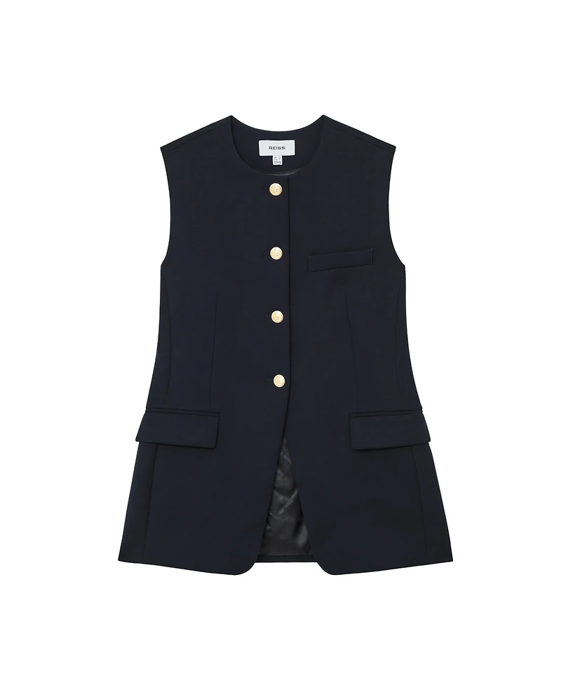 Reiss Women's Button-Through Longline Waistcoat